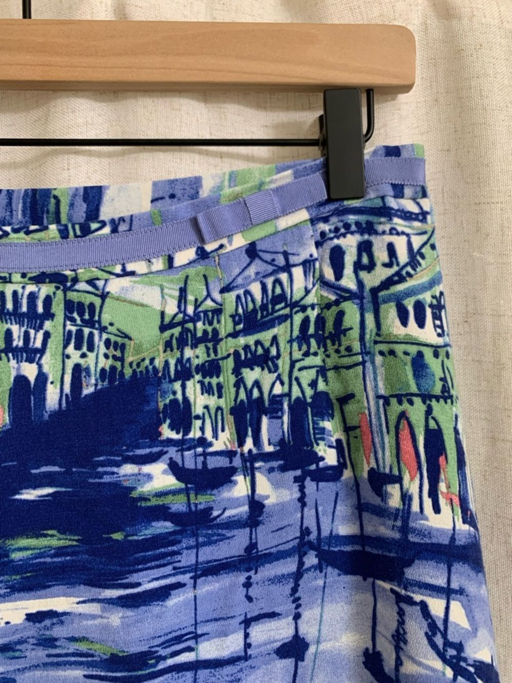 Liz Claiborne Cupro Coastal Seaport A line Printed Midi Skirt Seaside City 10 - Picture 3 of 9